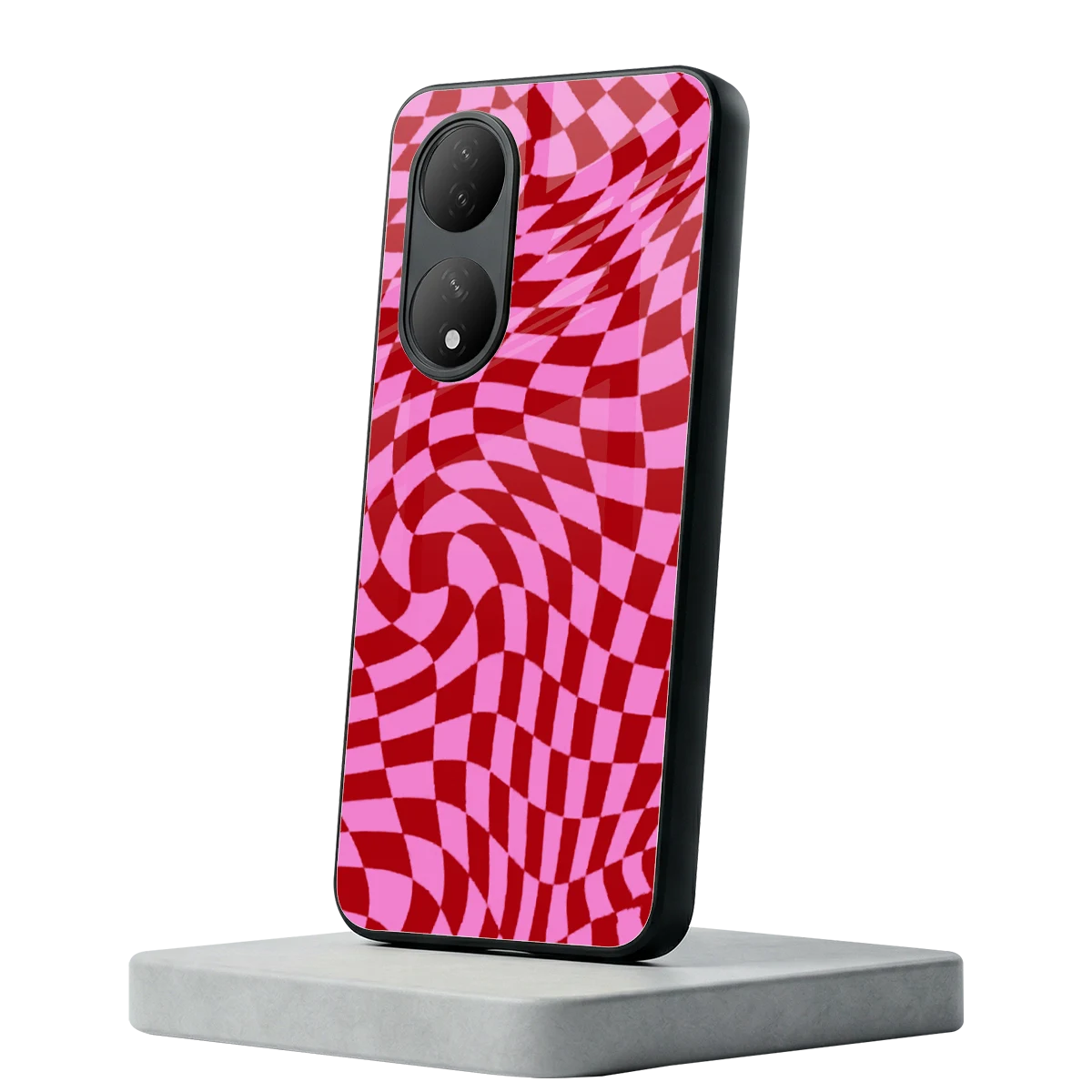 Trippy Pink Checkers Vivo-y100 mobile cover | shockproof glass phone case