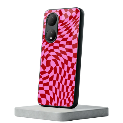 Trippy Pink Checkers Vivo-y100 mobile cover | shockproof glass phone case