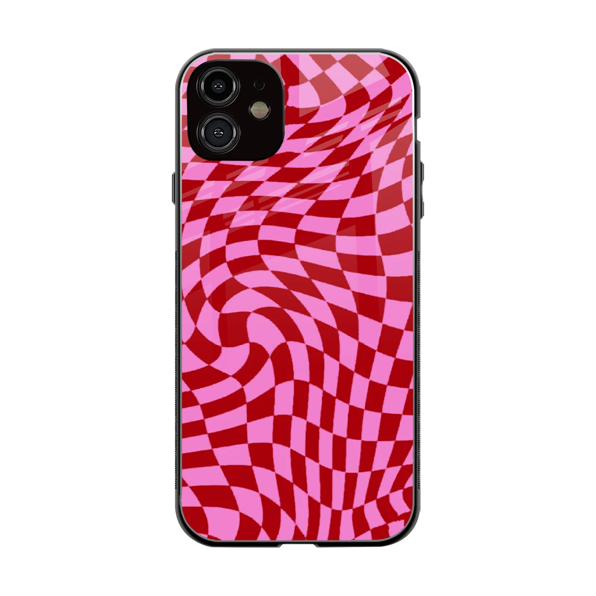 Trippy Pink Checkers back phone cover | glass case for iphone 11