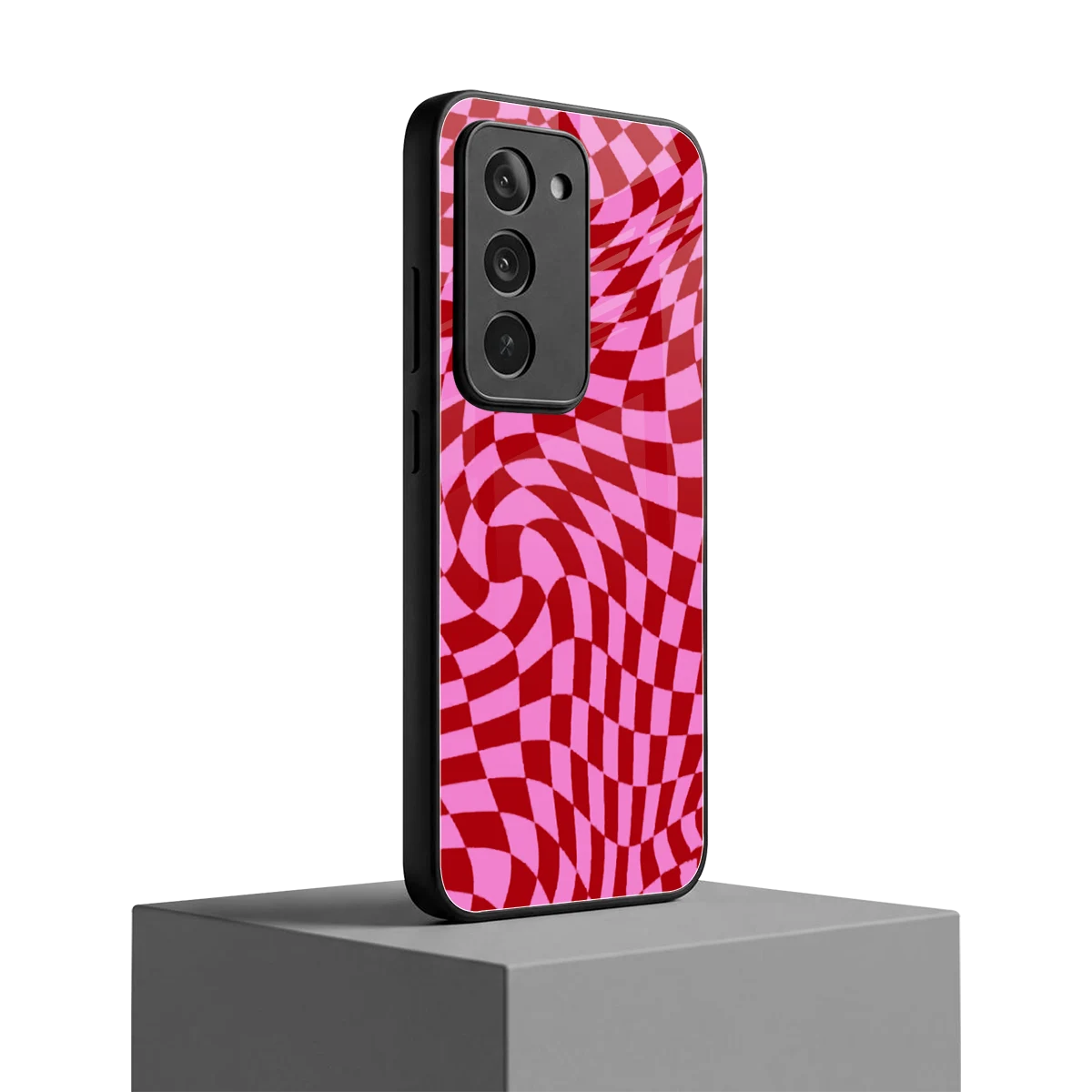 Trippy Pink Checkers redmi 15 5g mobile cover | shockproof glass phone case