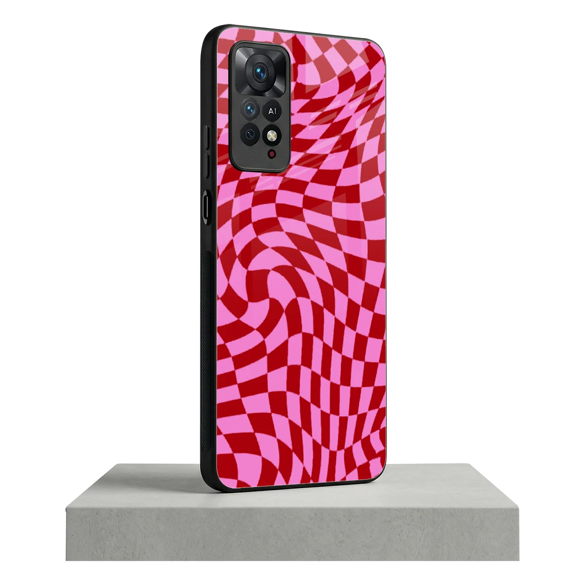 Trippy Pink Checkers redmi note 11 pro mobile cover | shockproof glass phone case
