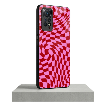Trippy Pink Checkers redmi note 11 pro mobile cover | shockproof glass phone case