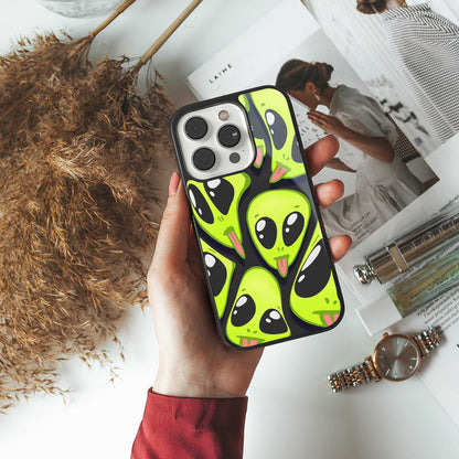 Trippy Aliens Phone Case for Iphone 16 | Glass Case