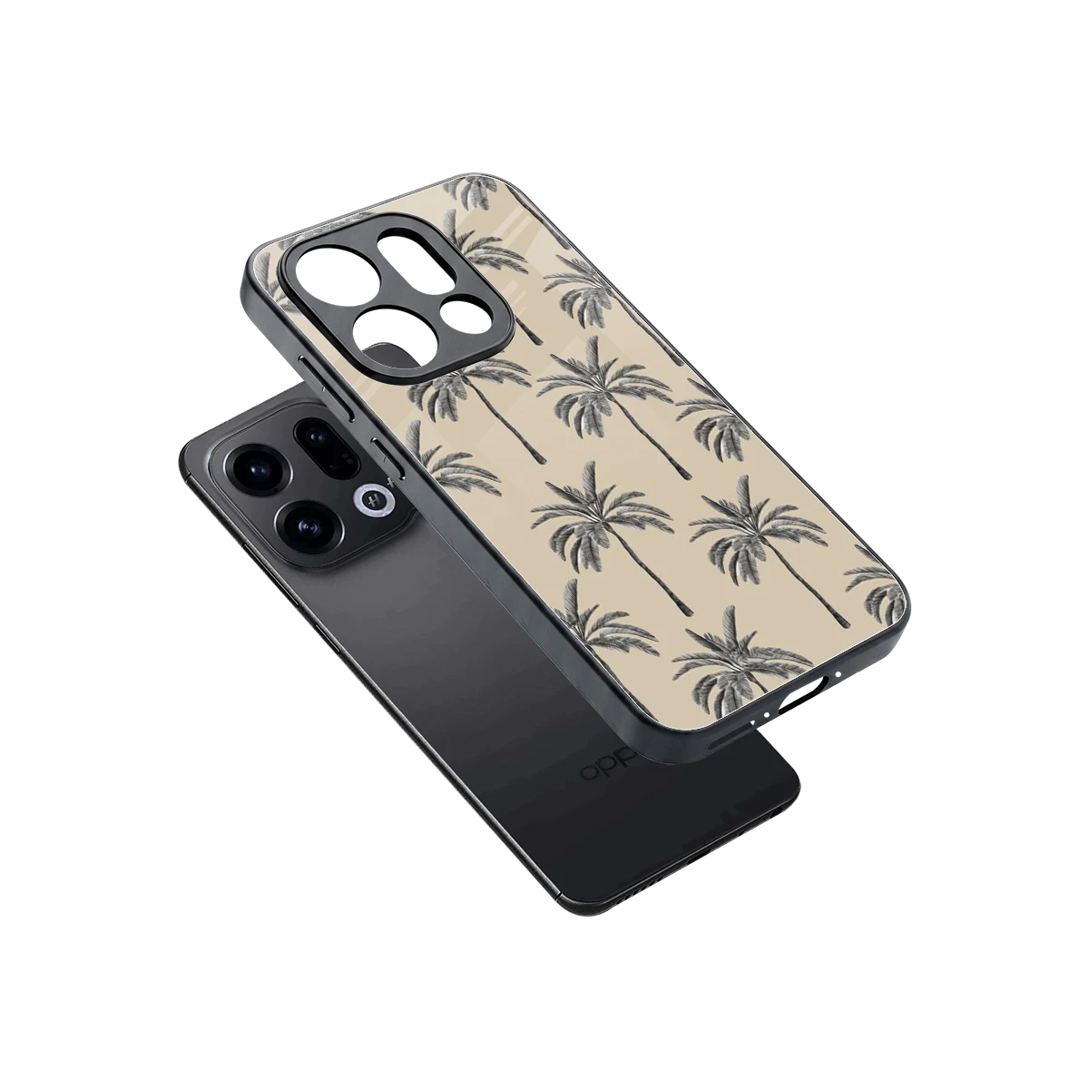 Tropical Luxe sleek oppo find x9 cover with tempered glass back and TPU edges