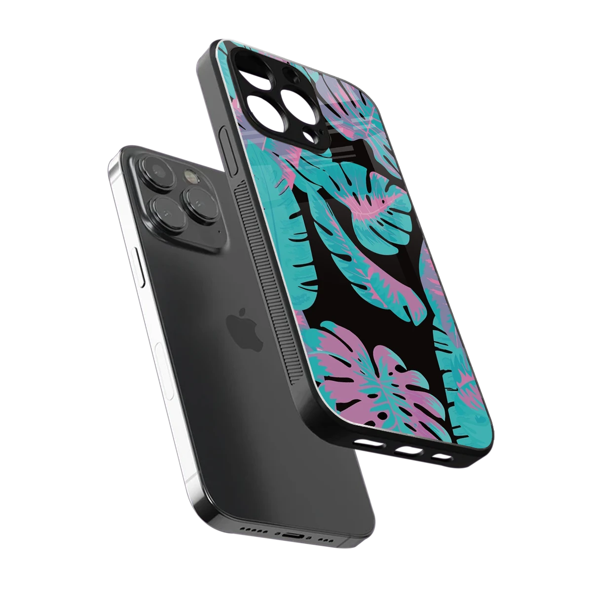 Twilight Foliage sleek iphone 15 pro cover with tempered glass back and TPU edges