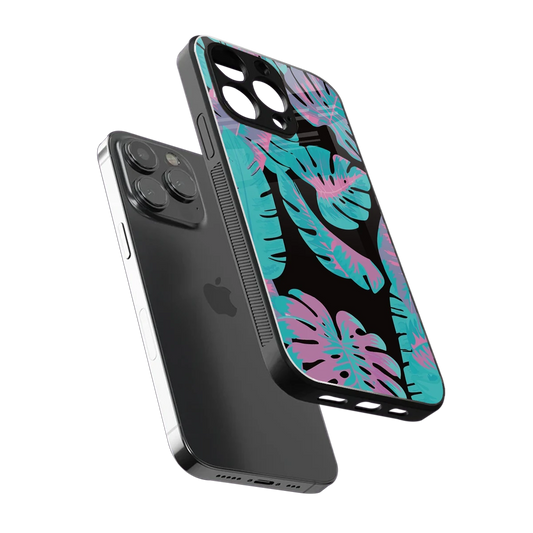 Twilight Foliage sleek iphone 15 pro cover with tempered glass back and TPU edges