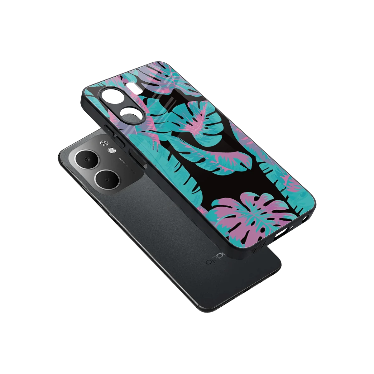 Twilight Foliage sleek oppo a5x 5g cover with tempered glass back and TPU edges