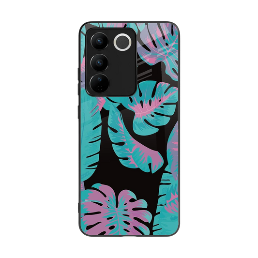 Twilight Foliage back phone cover | glass case for vivo v27 5g