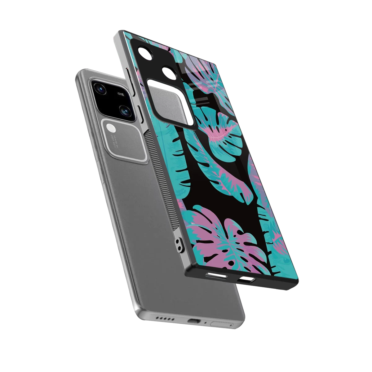 Twilight Foliage sleek vivo v30 cover with tempered glass back and TPU edges