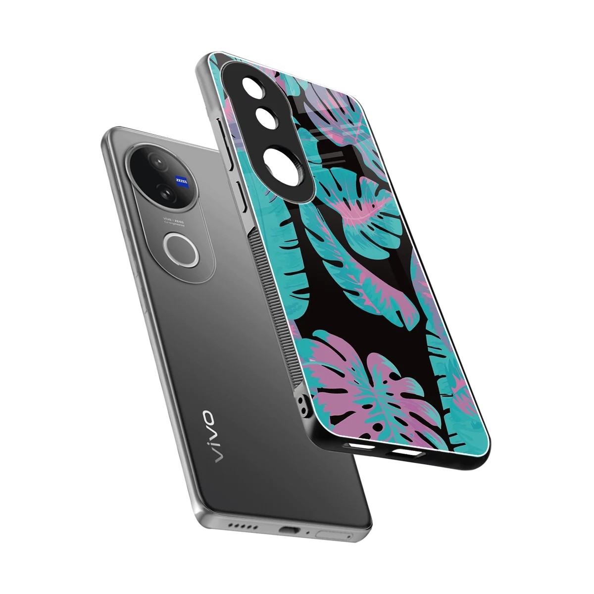 Twilight Foliage sleek vivo v50 cover with tempered glass back and TPU edges