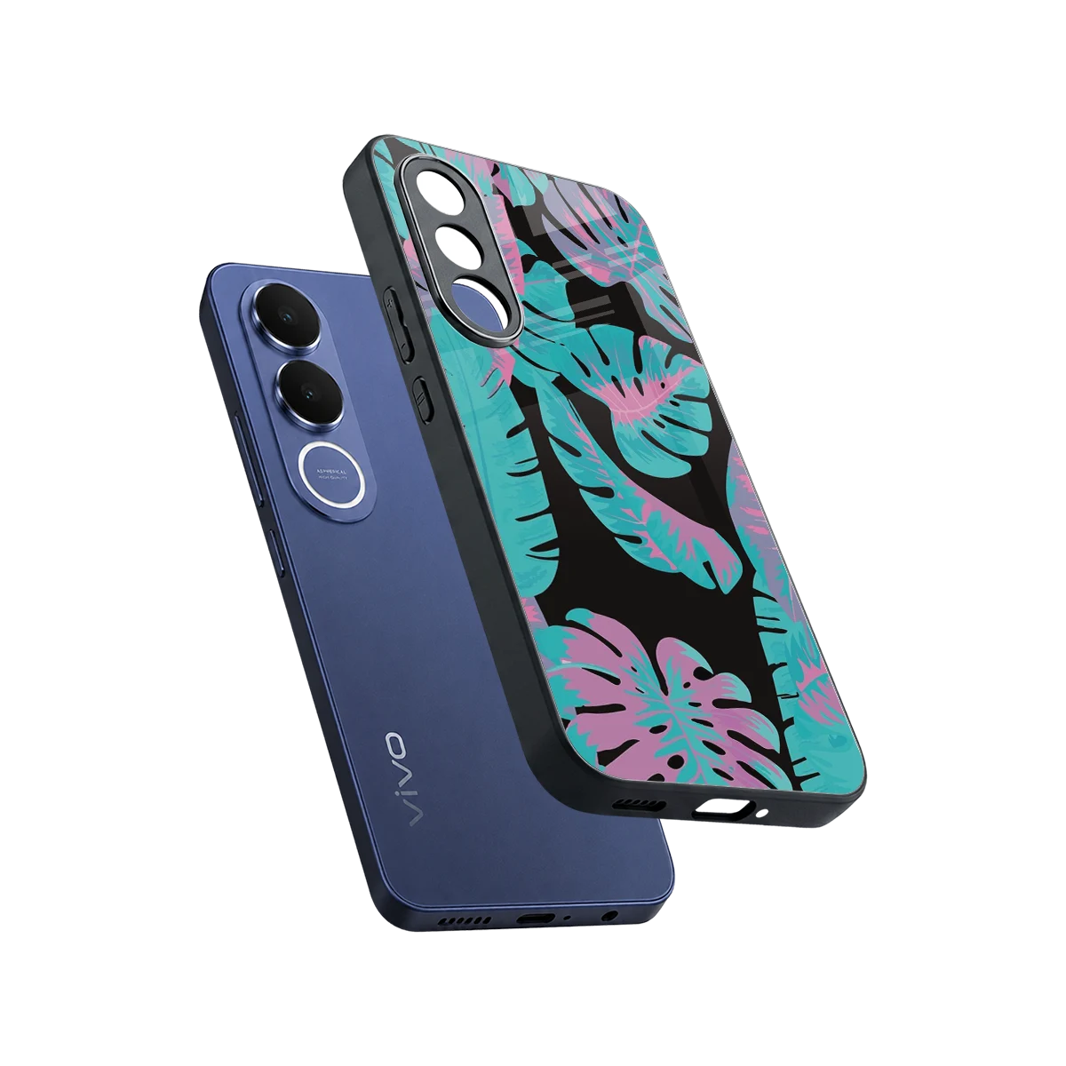 Twilight Foliage sleek vivo v70 fe cover with tempered glass back and TPU edges