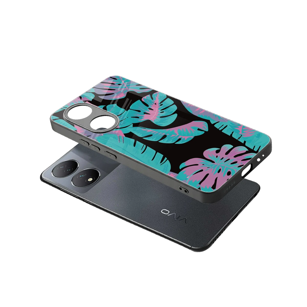 Twilight Foliage sleek Vivo-y100 cover with tempered glass back and TPU edges