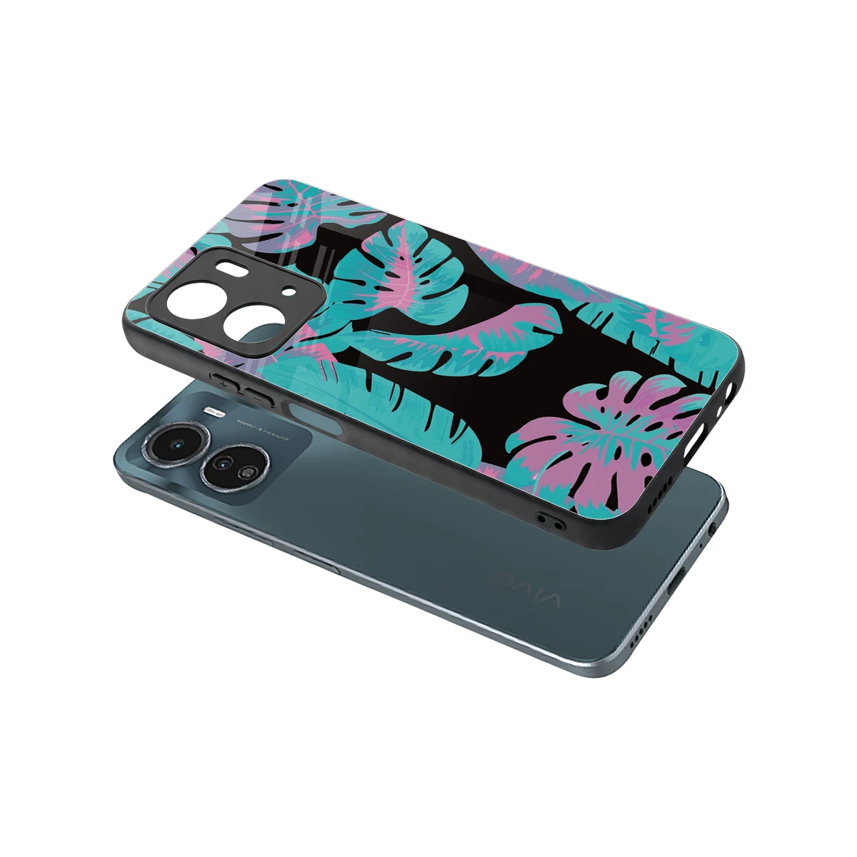 Twilight Foliage sleek vivo y16 cover with tempered glass back and TPU edges