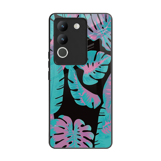 Twilight Foliage back phone cover | glass case for vivo y200 5g