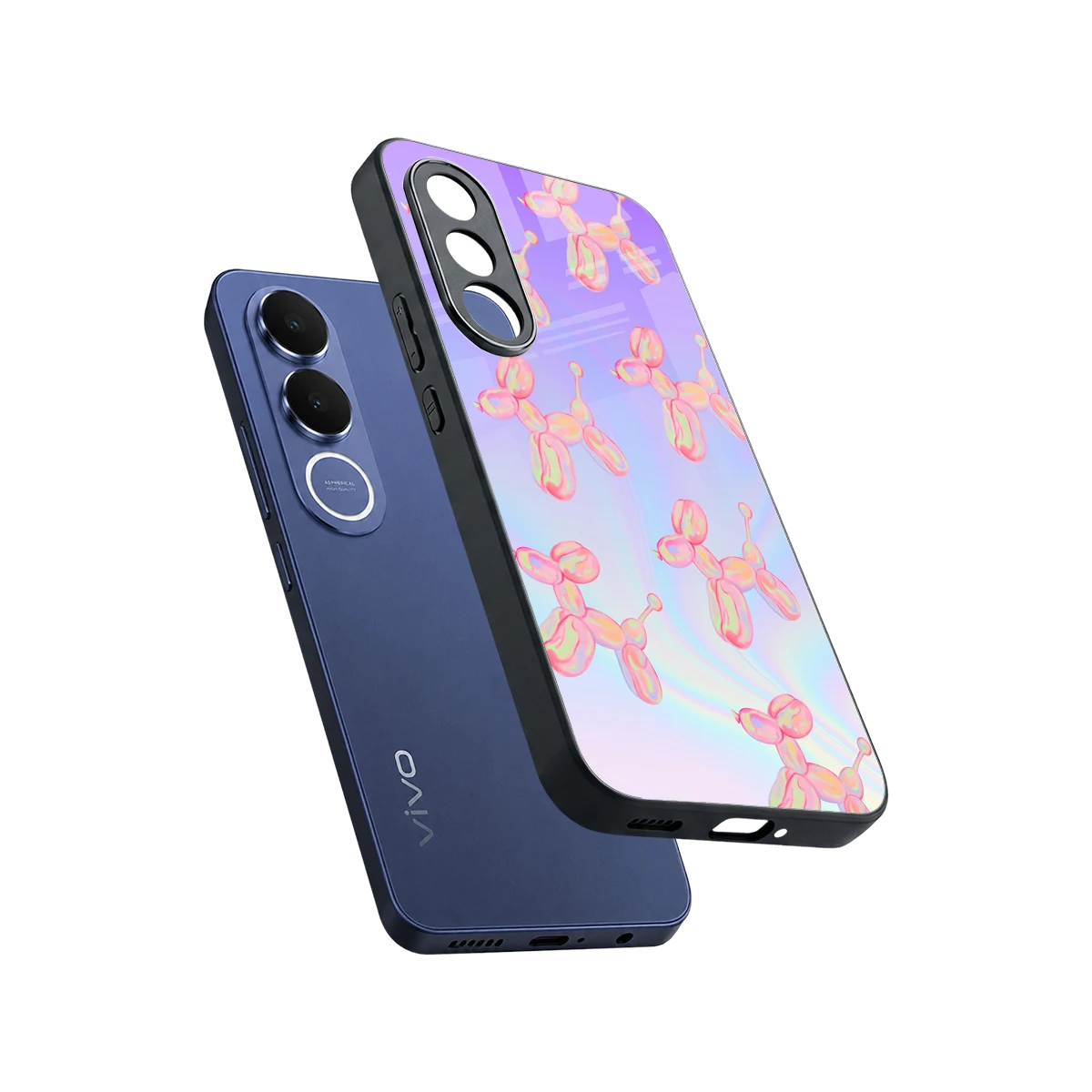 Unicorn Dreams sleek vivo v70 fe cover with tempered glass back and TPU edges