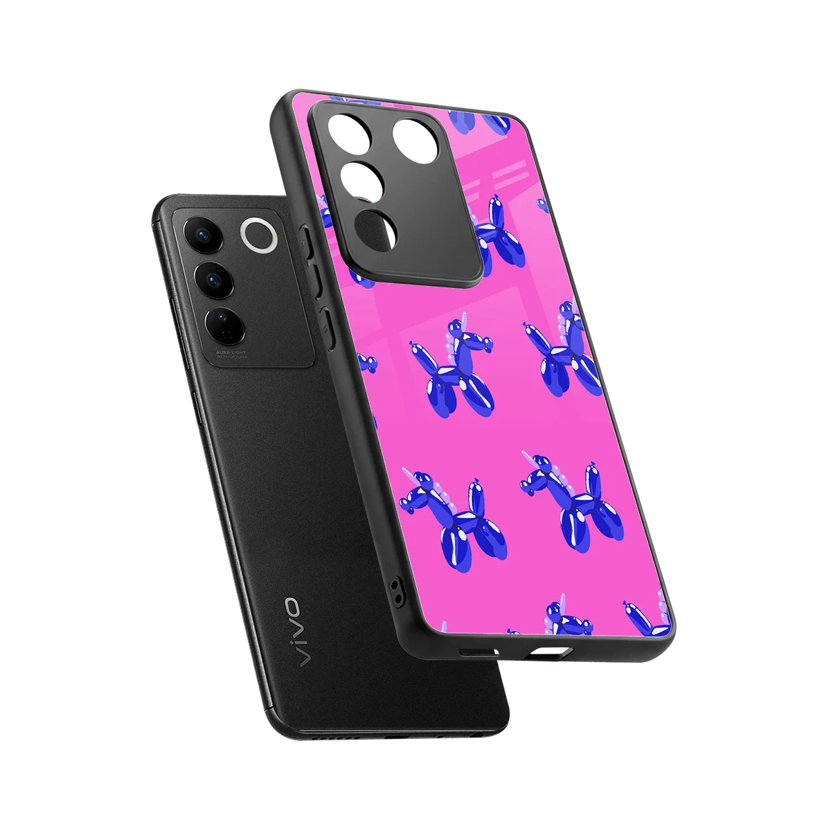 Unicorn sleek vivo v27 5g cover with tempered glass back and TPU edges