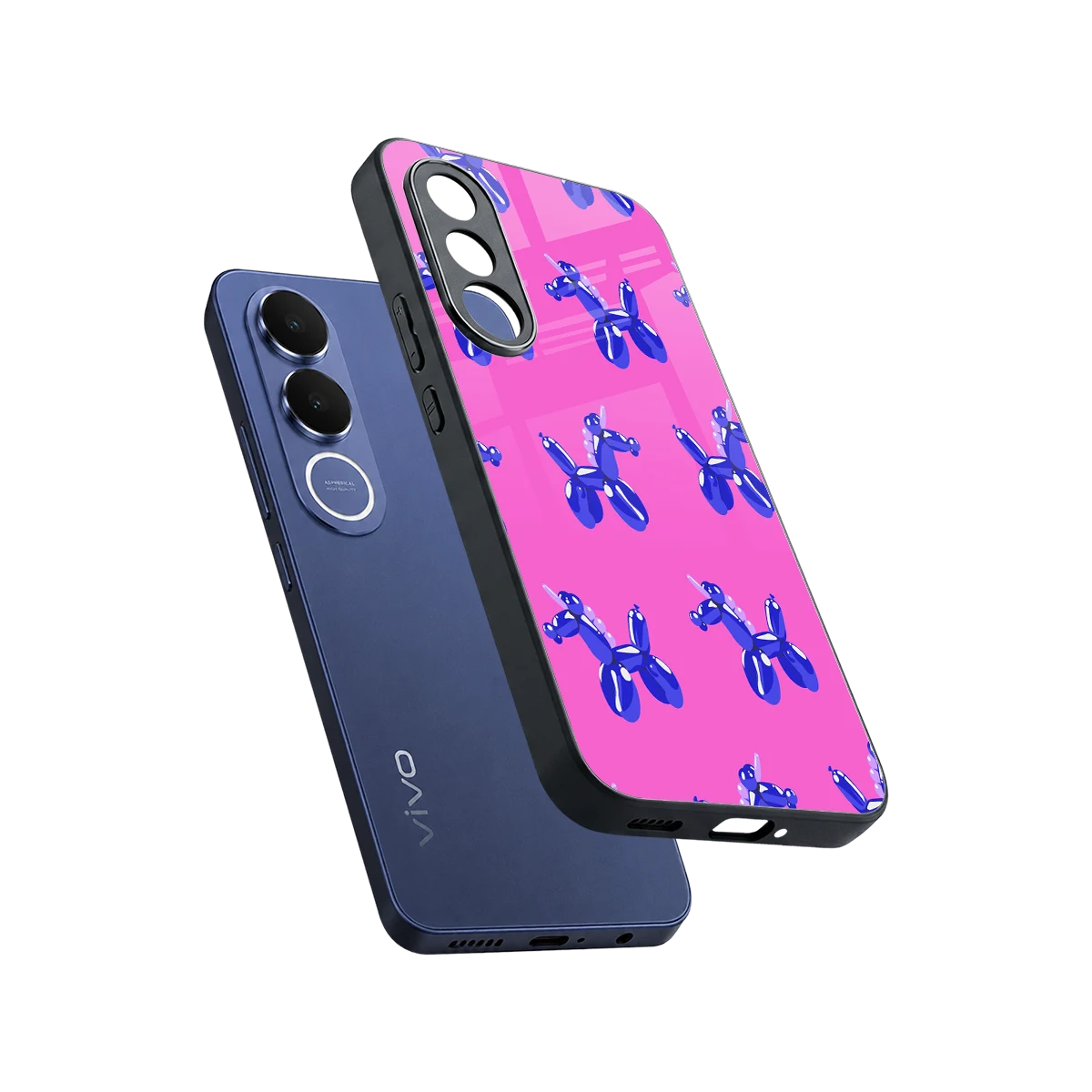 Unicorn sleek vivo v70 fe cover with tempered glass back and TPU edges