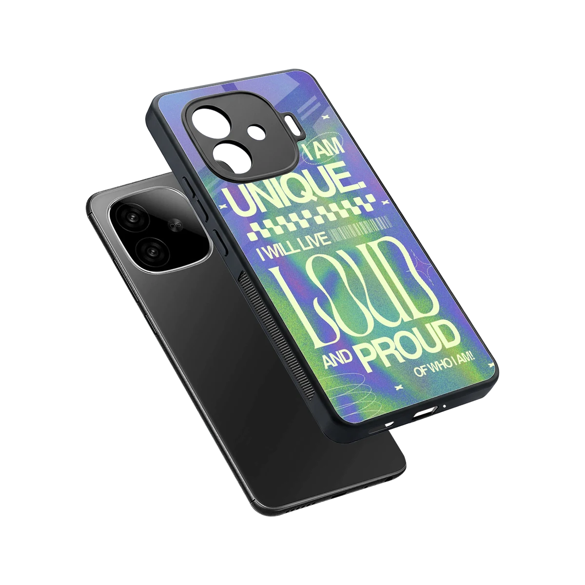 Uniquely Me sleek iqoo neo 10r 5g cover with tempered glass back and TPU edges