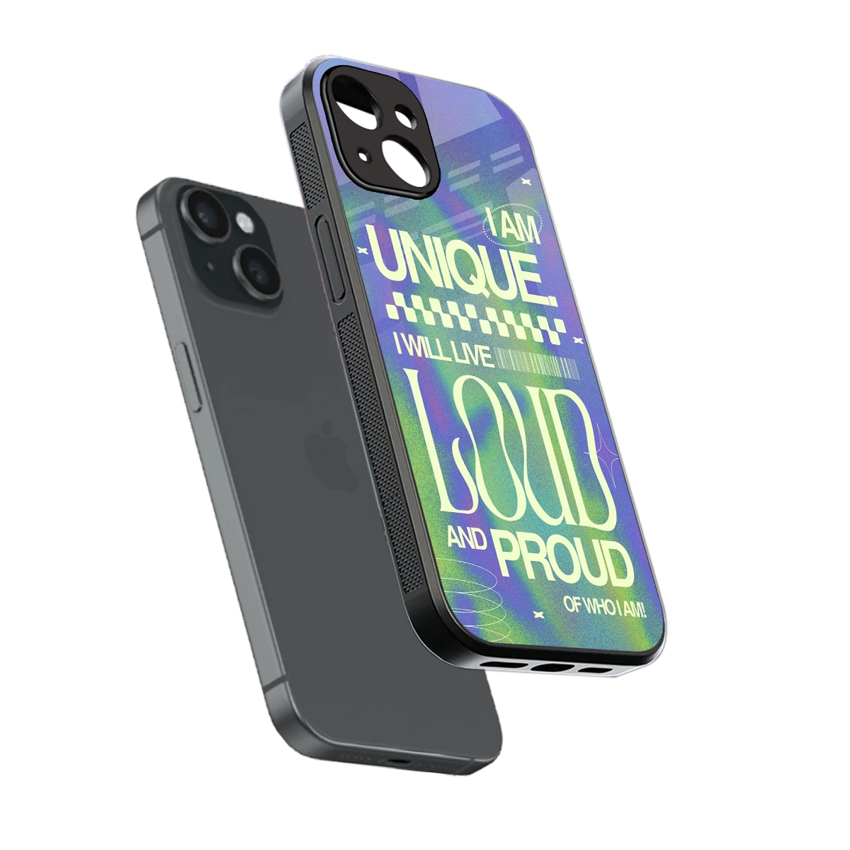 Uniquely Me sleek iphone 13 cover with tempered glass back and TPU edges