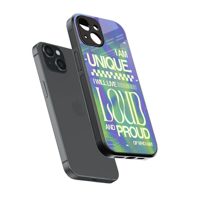 Uniquely Me sleek iphone 13 cover with tempered glass back and TPU edges