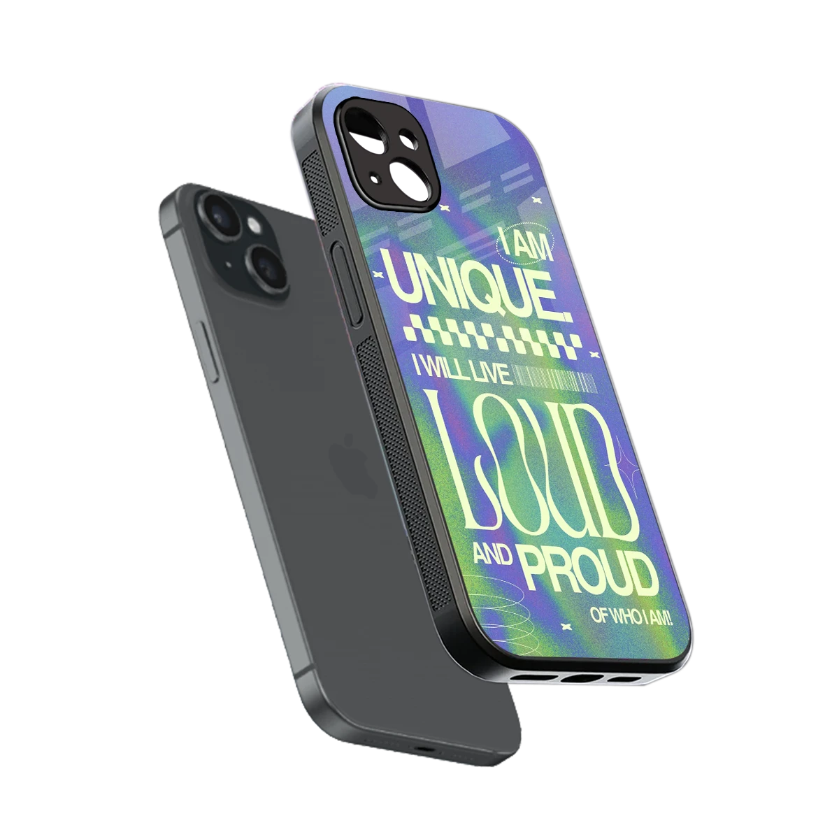 Uniquely Me sleek iphone 14 plus cover with tempered glass back and TPU edges