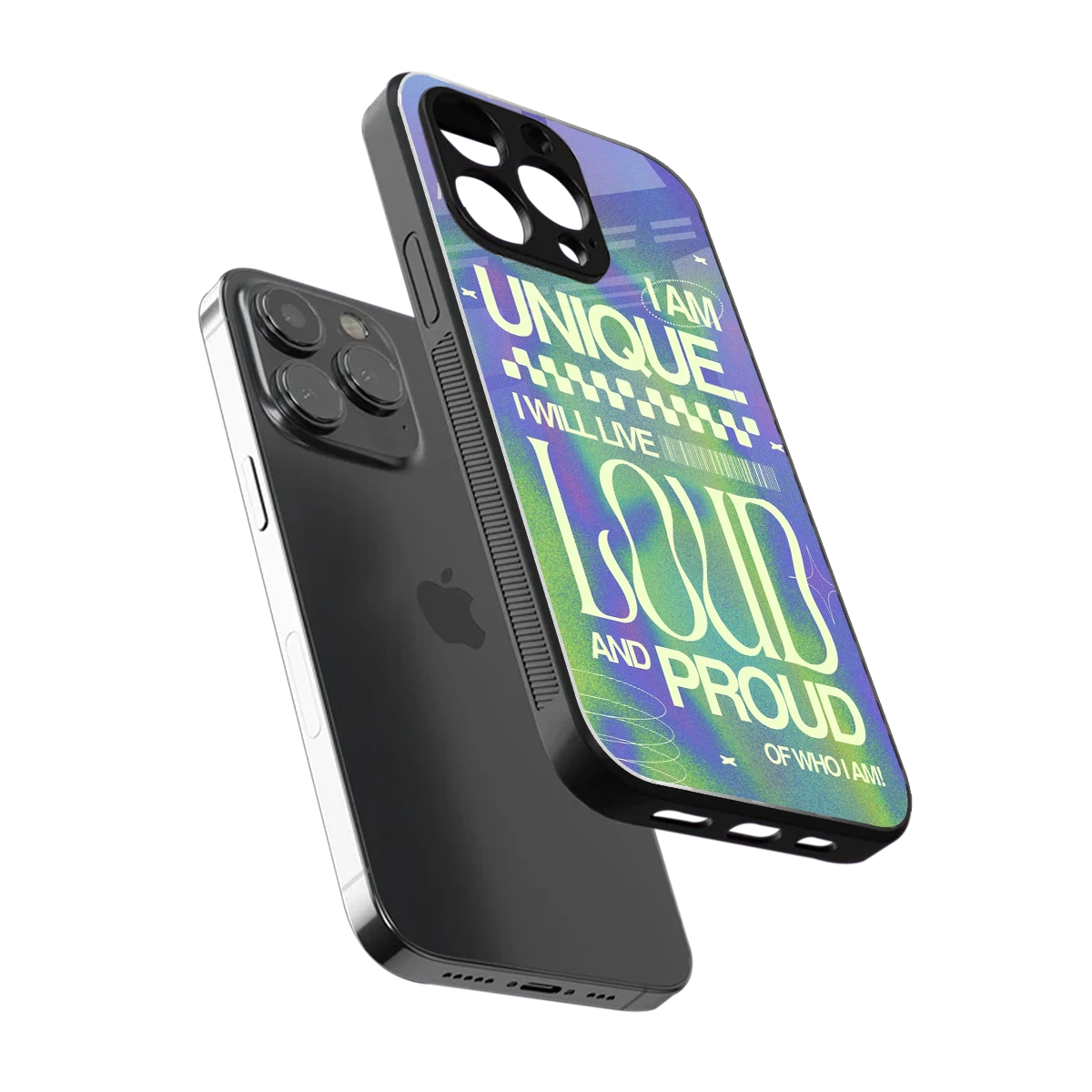 Uniquely Me sleek iphone 15 pro max cover with tempered glass back and TPU edges