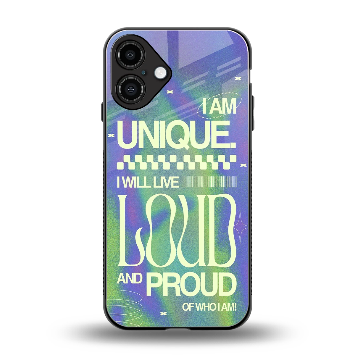 Uniquely Me back phone cover | glass case for iphone 16 plus