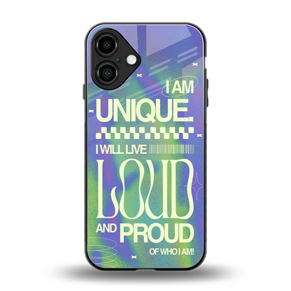 Uniquely Me back phone cover | glass case for iphone 16 plus