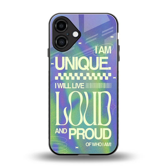 Uniquely Me back phone cover | glass case for iphone 16 plus