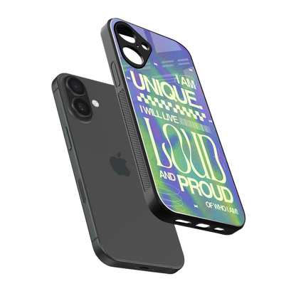 Uniquely Me sleek iphone 16 plus cover with tempered glass back and TPU edges