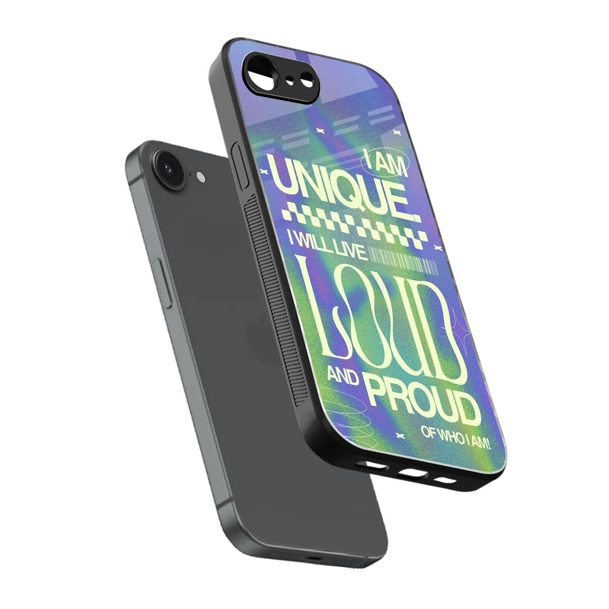 Uniquely Me sleek iphone 16e cover with tempered glass back and TPU edges