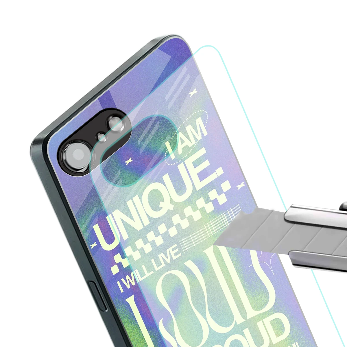Uniquely Me stylish phone case for iphone 16e | glossy glass and slim fit