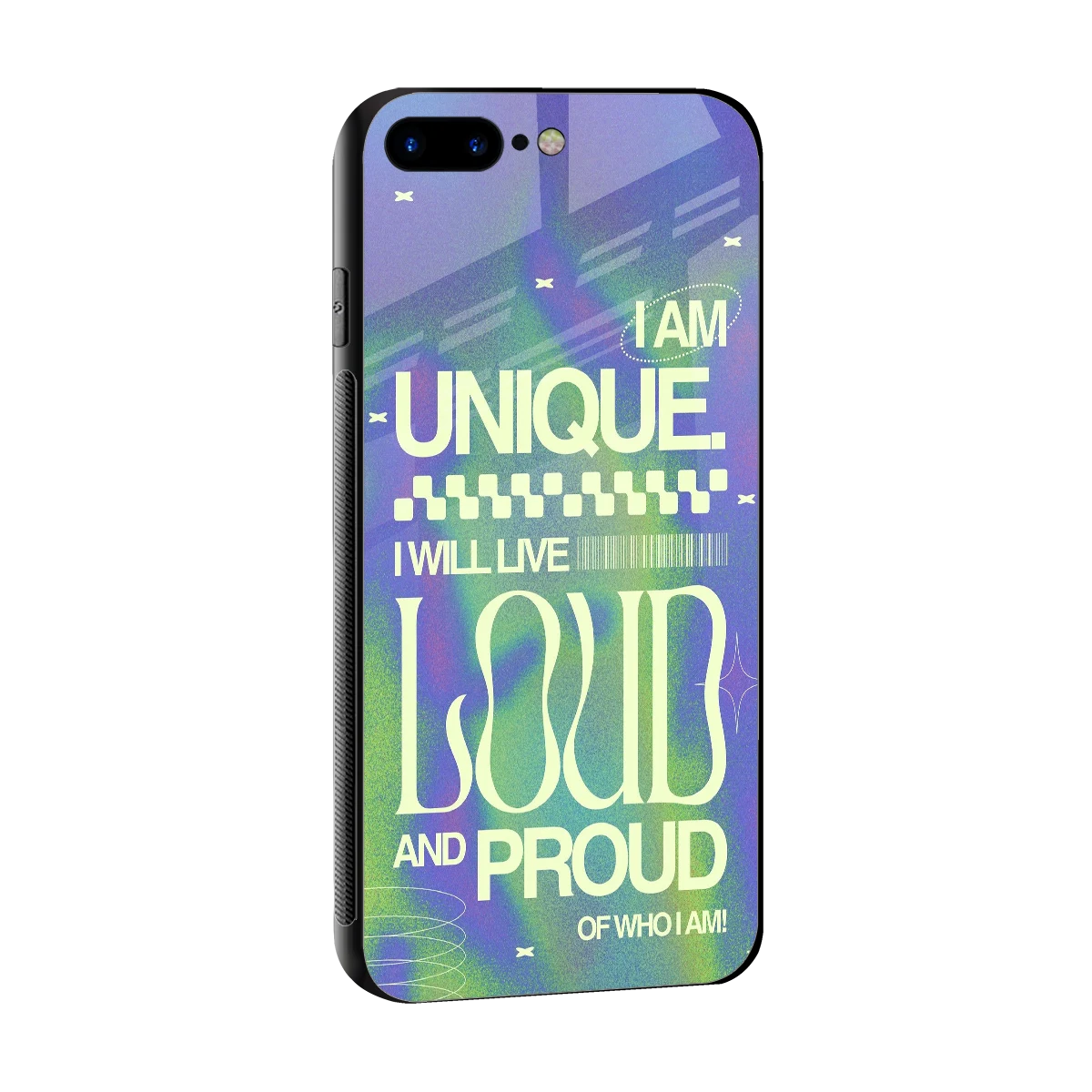 Uniquely Me sleek iphone 8 plus cover with tempered glass back and TPU edges