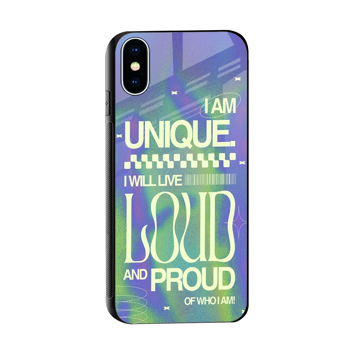 Uniquely Me sleek iphone x cover with tempered glass back and TPU edges