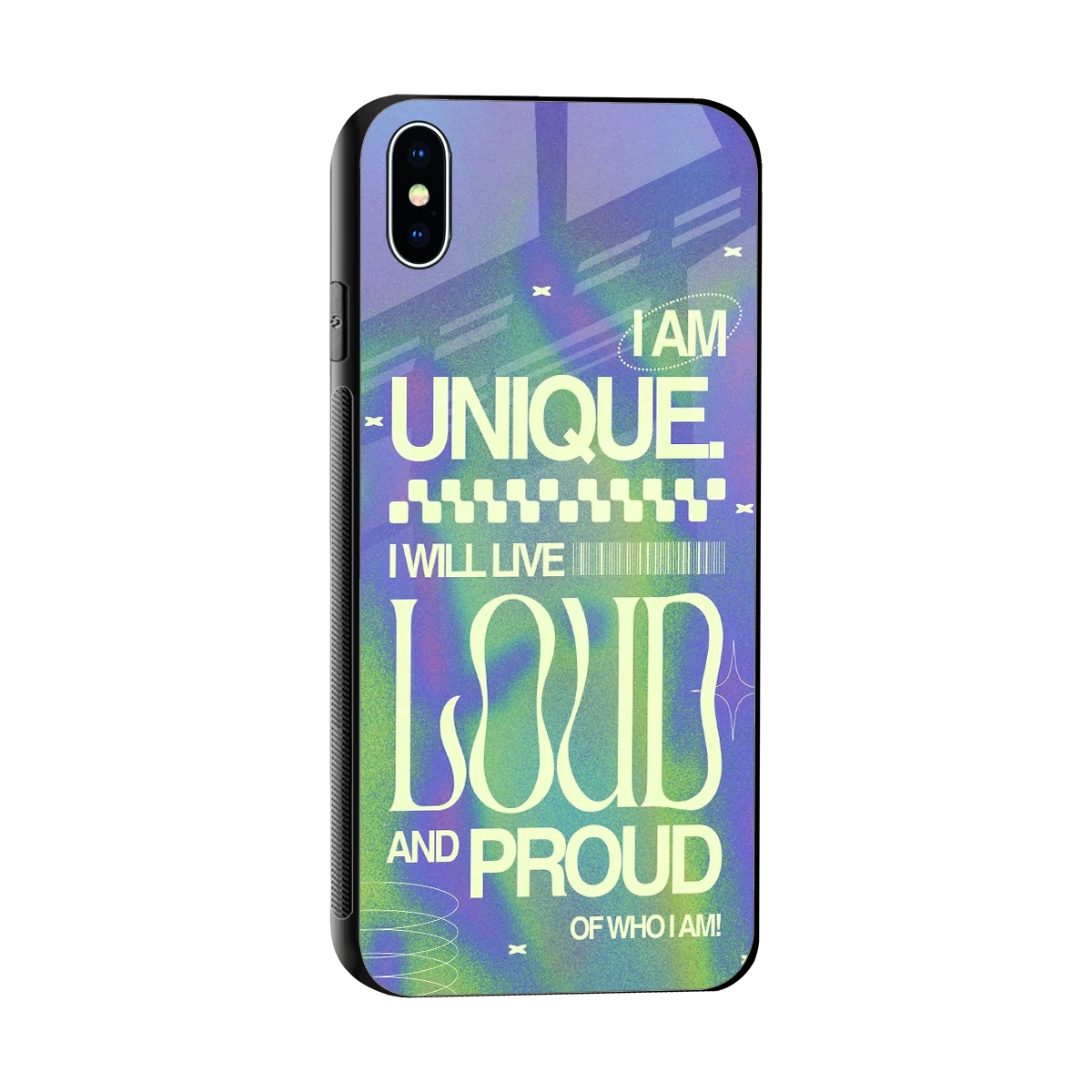 Uniquely Me sleek iphone xs max cover with tempered glass back and TPU edges