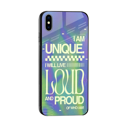 Uniquely Me sleek iphone xs max cover with tempered glass back and TPU edges