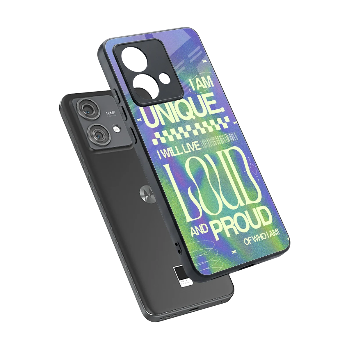 Uniquely Me sleek motorola edge 40 neo 5g cover with tempered glass back and TPU edges