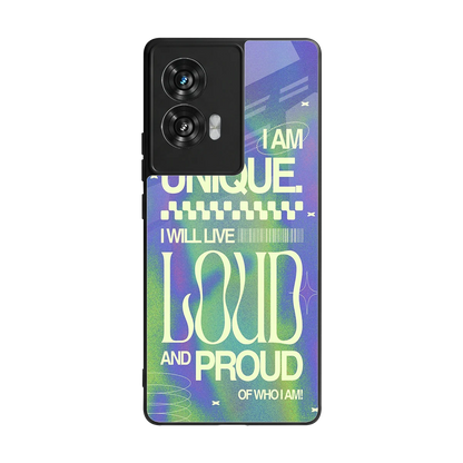 Uniquely Me back phone cover | glass case for motorola edge 50 fusion