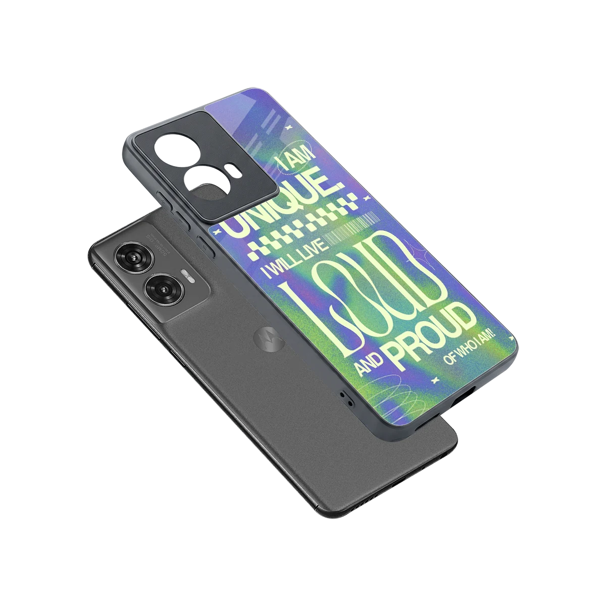 Uniquely Me sleek motorola edge 50 fusion cover with tempered glass back and TPU edges