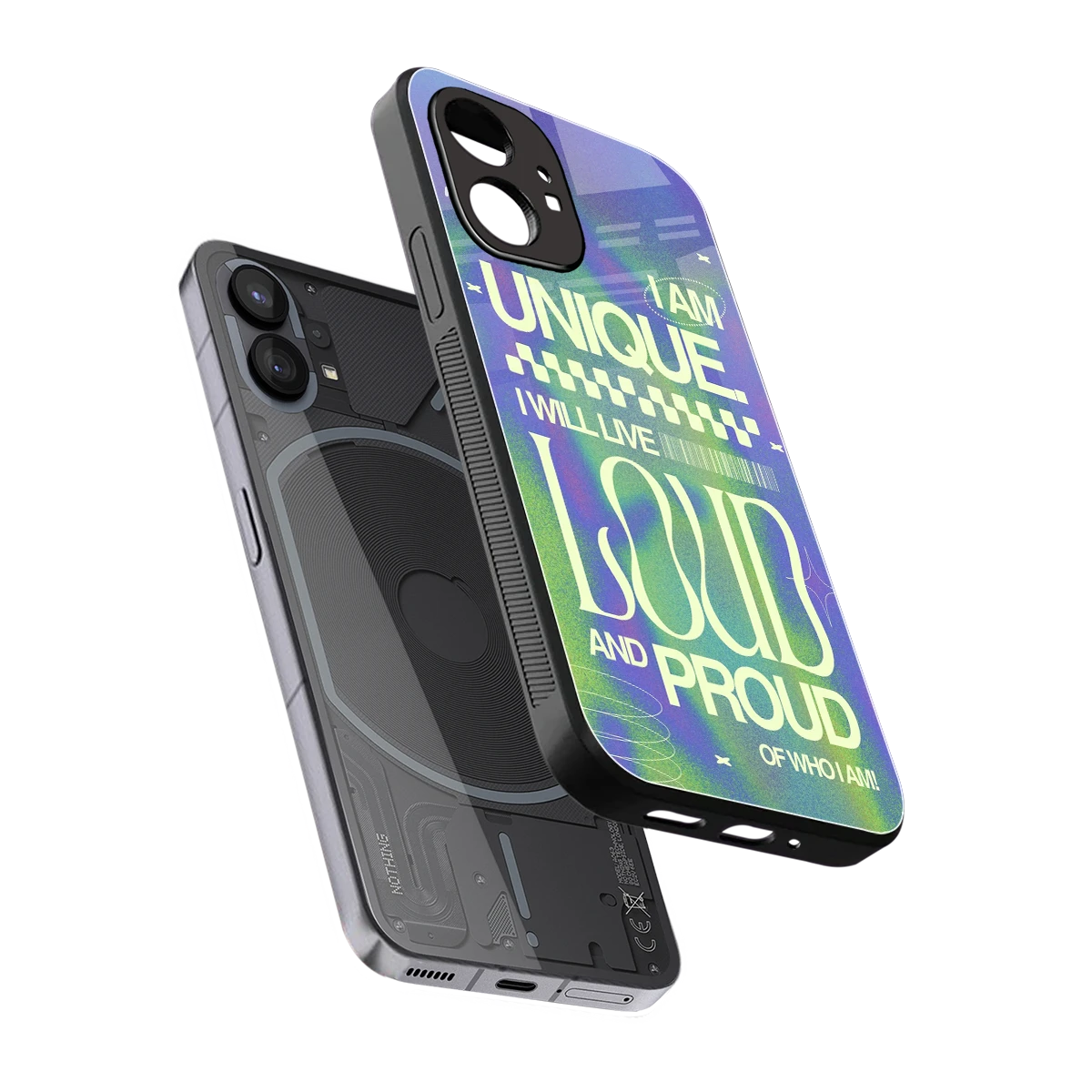 Uniquely Me sleek nothing phone 1 cover with tempered glass back and TPU edges