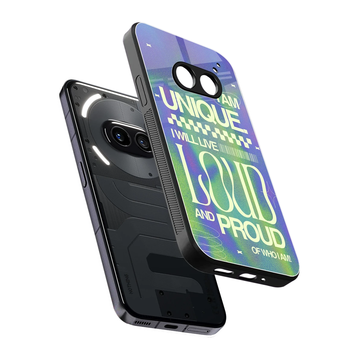 Uniquely Me sleek nothing phone 2a cover with tempered glass back and TPU edges
