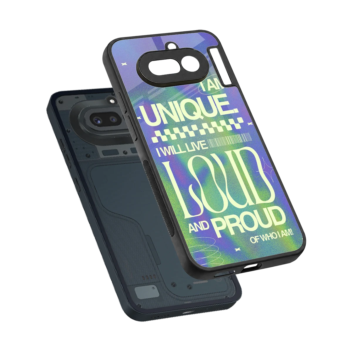 Uniquely Me sleek nothing phone 4a cover with tempered glass back and TPU edges