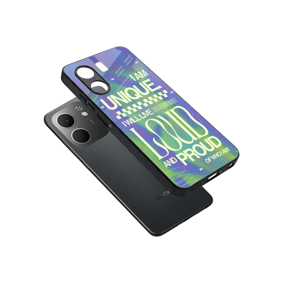 Uniquely Me sleek oppo a5x 5g cover with tempered glass back and TPU edges