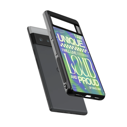 Uniquely Me sleek google pixel 6 pro cover with tempered glass back and TPU edges