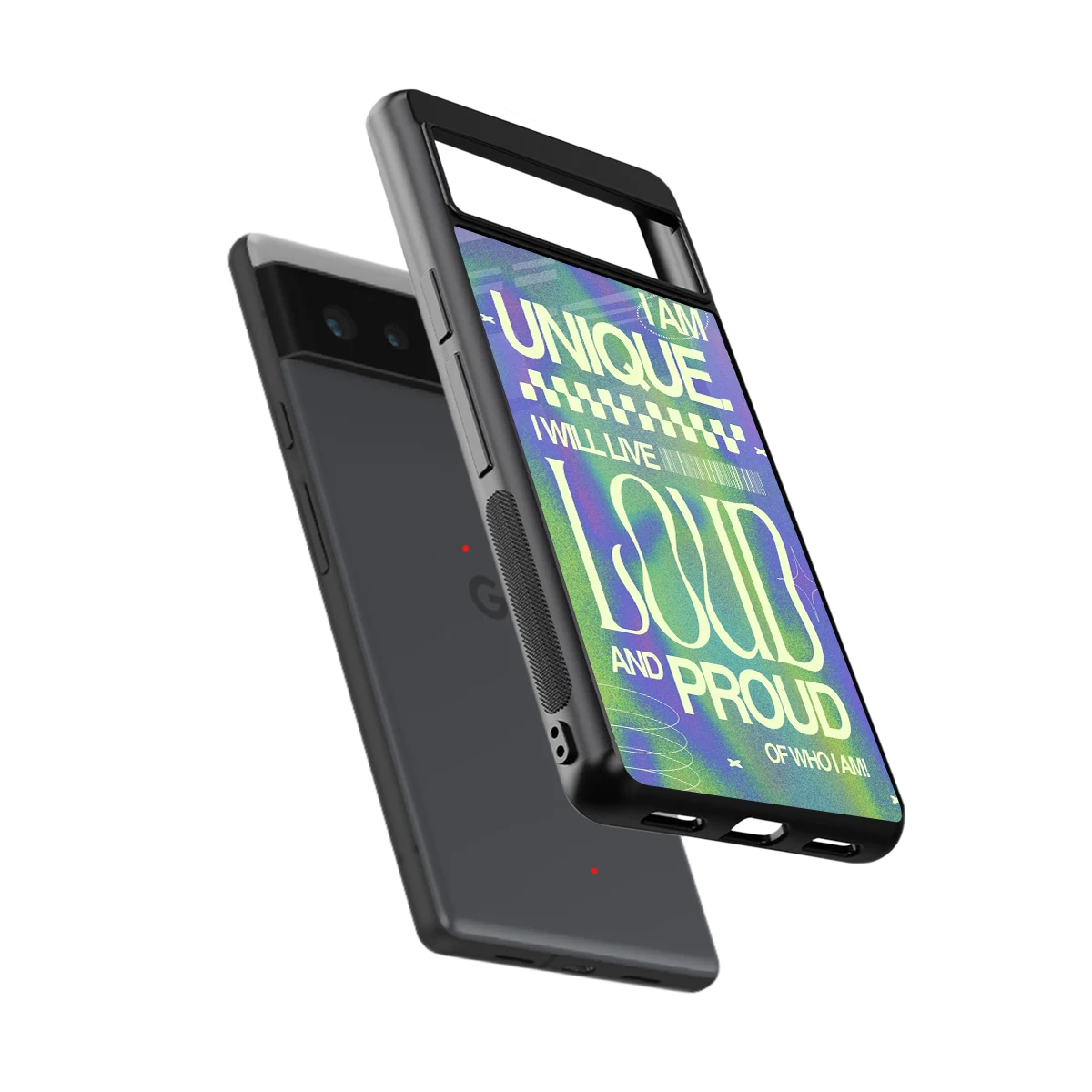 Uniquely Me sleek google pixel 6 cover with tempered glass back and TPU edges