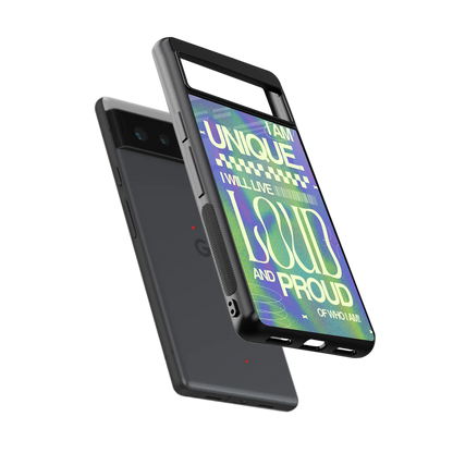 Uniquely Me sleek google pixel 6 cover with tempered glass back and TPU edges