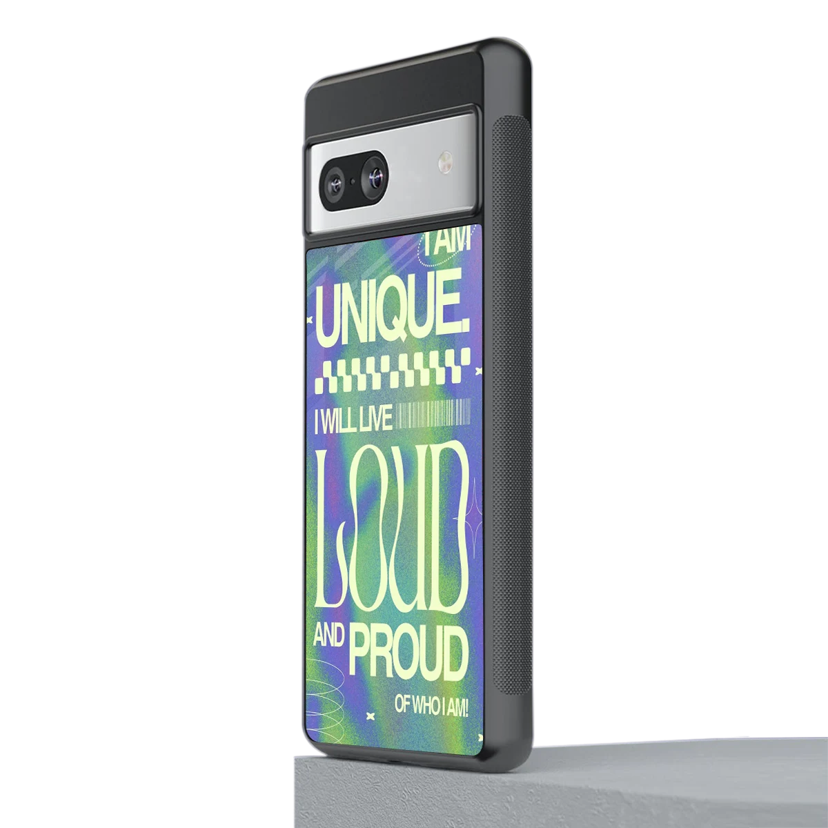 Uniquely Me stylish phone case for google pixel 7a | glossy glass and slim fit