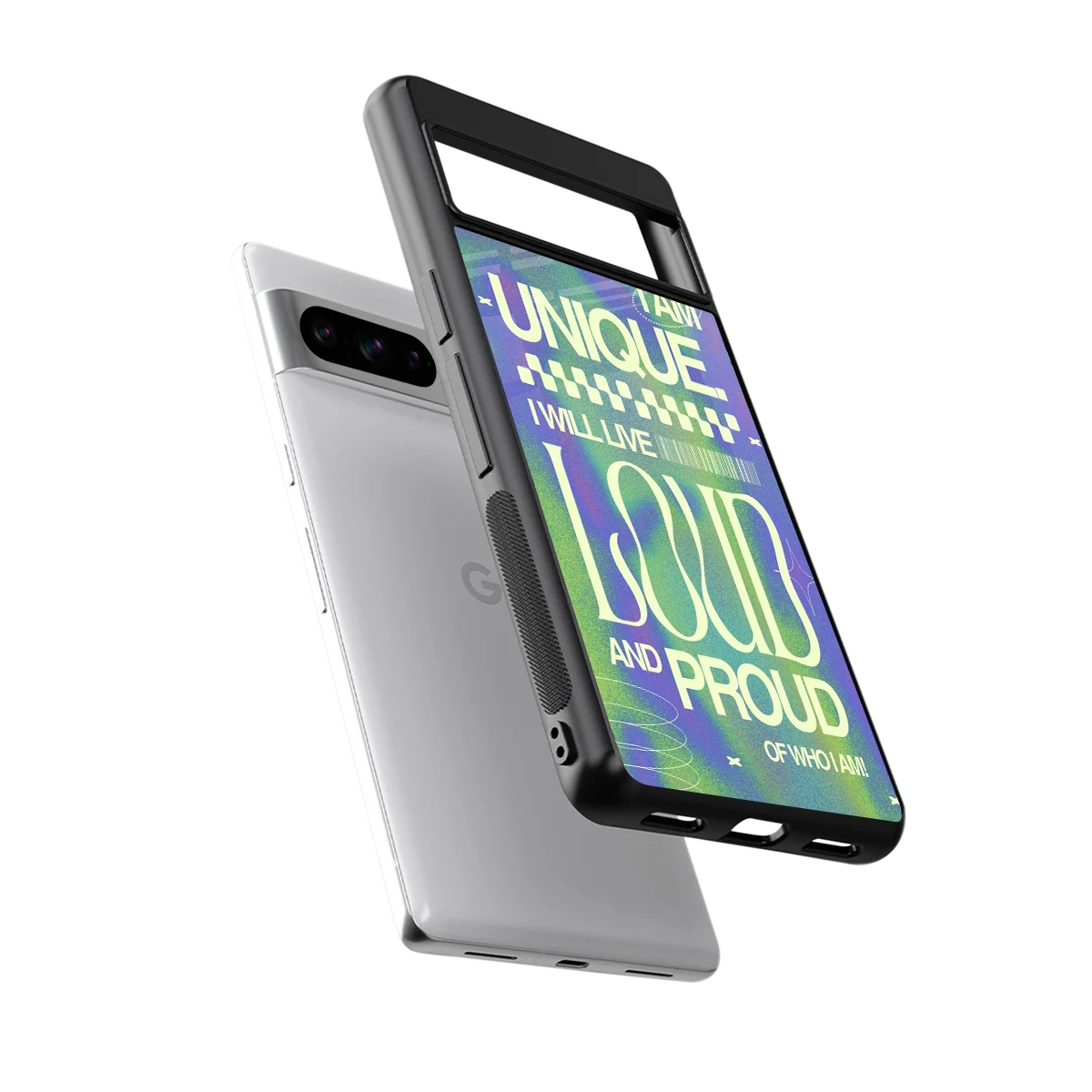 Uniquely Me sleek google pixel 8 pro cover with tempered glass back and TPU edges