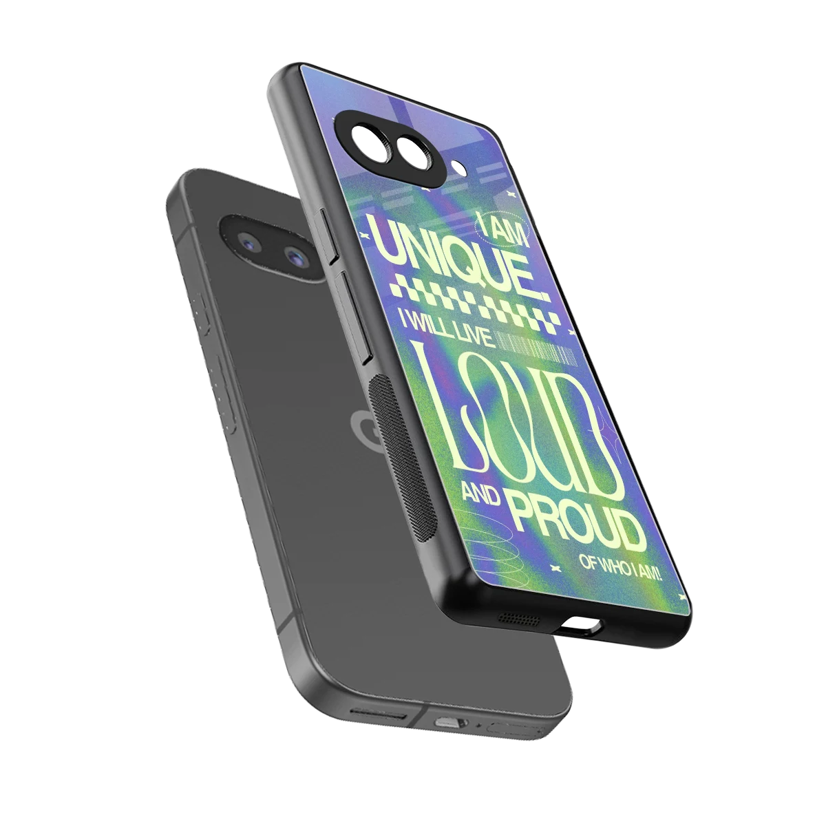 Uniquely Me sleek google pixel 10a cover with tempered glass back and TPU edges
