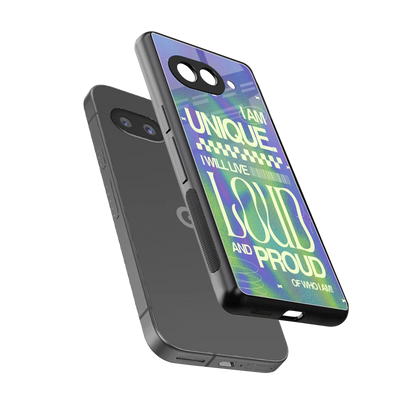 Uniquely Me sleek google pixel 10a cover with tempered glass back and TPU edges